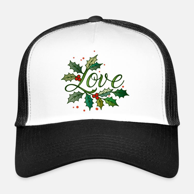 Lettrage d’amour avec houx de Noël Casquette trucker 