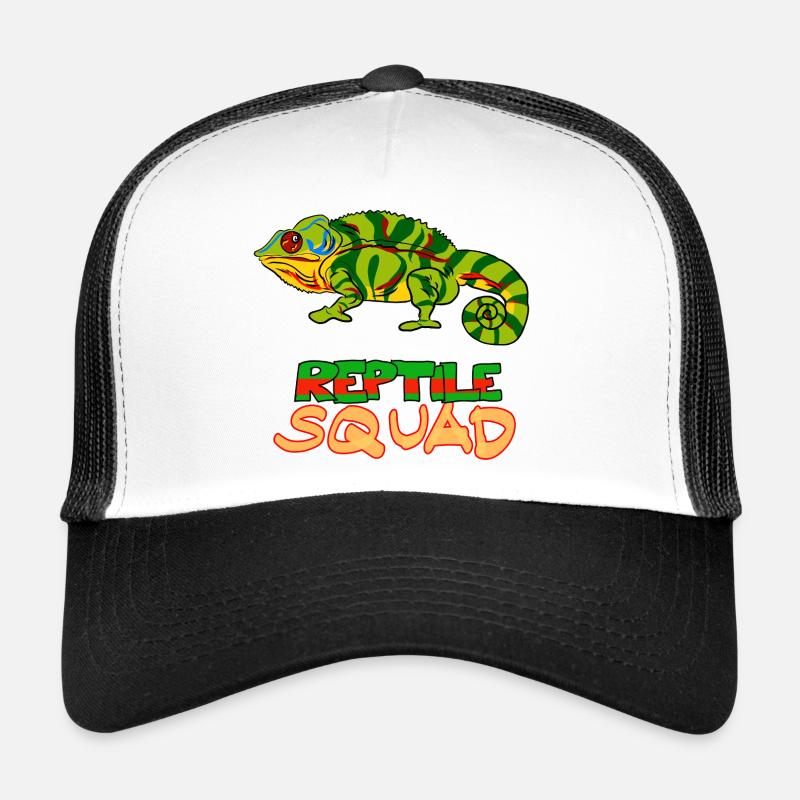 Art coloré du caméléon de l’escouade de reptiles Casquette trucker 