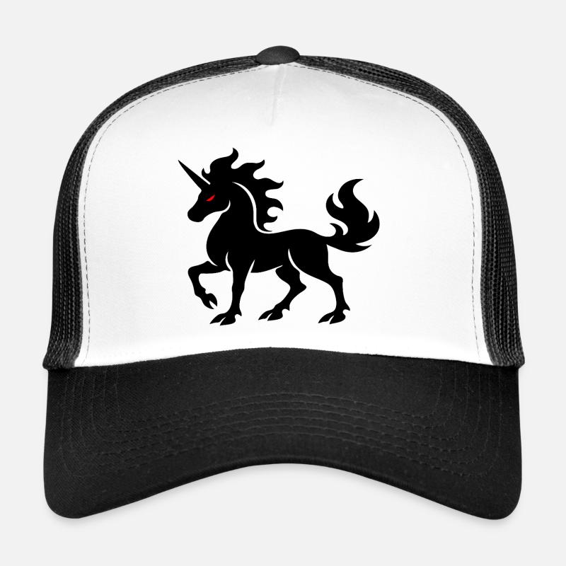 Schatten-Einhorn mit roten Augen dunkle Fantasy-Kunst Trucker Cap