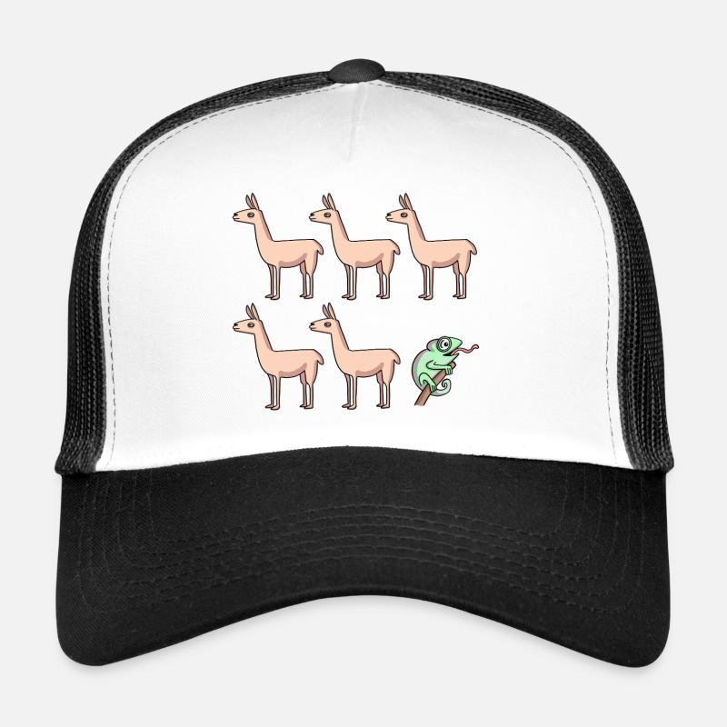 Caméléon Llama - Casquette trucker  - blanc/noir