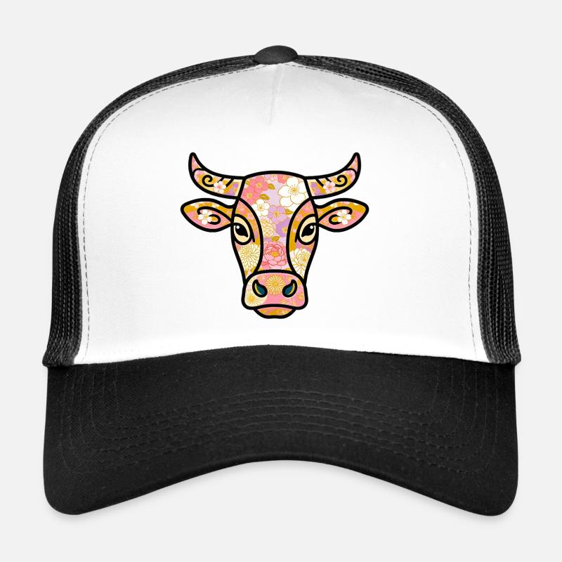 Vache florale pastel bohème Casquette trucker 