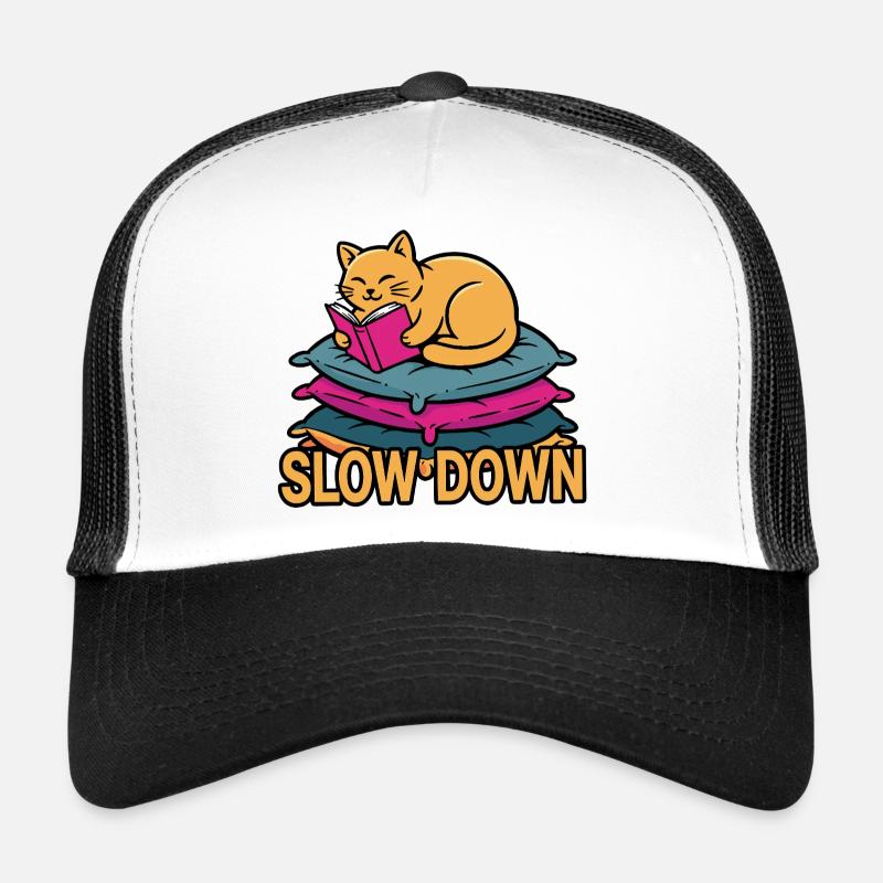 Chaton qui lit sur l’oreiller – Ralentissez Casquette trucker 