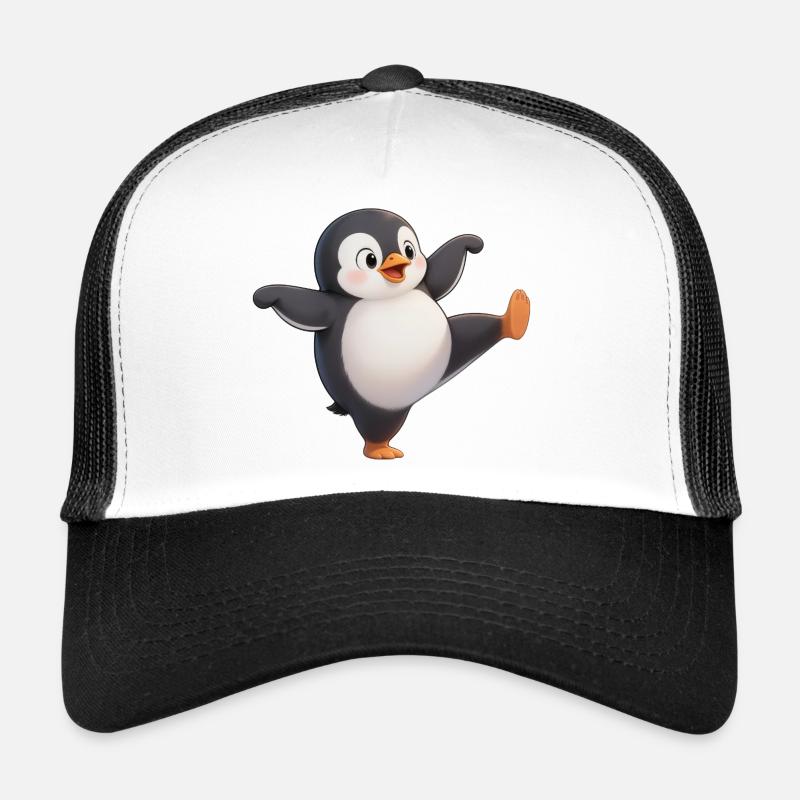 Cute Penguin Kung Fu Master Cartoon Great Dances Trucker Cap