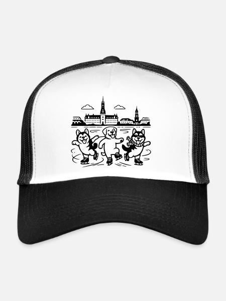 Schlittschuh Mimalistisch Line Art - Trucker Cap - white/black - Front