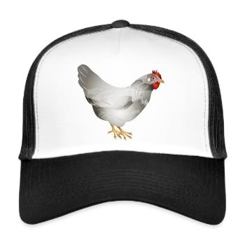 Handgezeichnetes weißes Huhn in Illustration - Trucker Cap - Weiß/Schwarz - Vorne