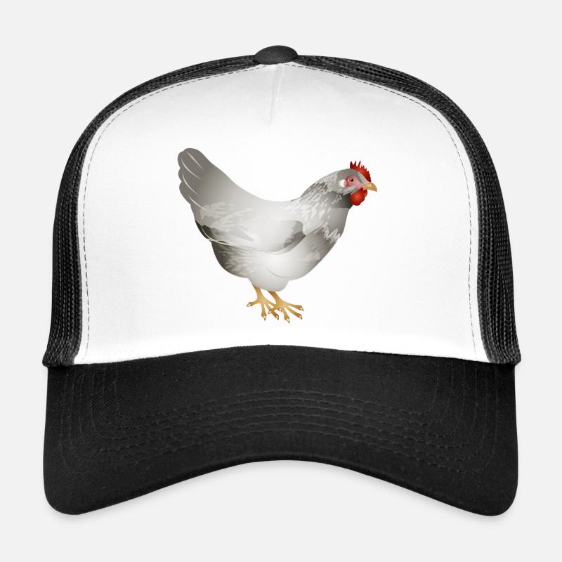Poulet blanc dessiné à la main dans une illustration Casquette trucker 