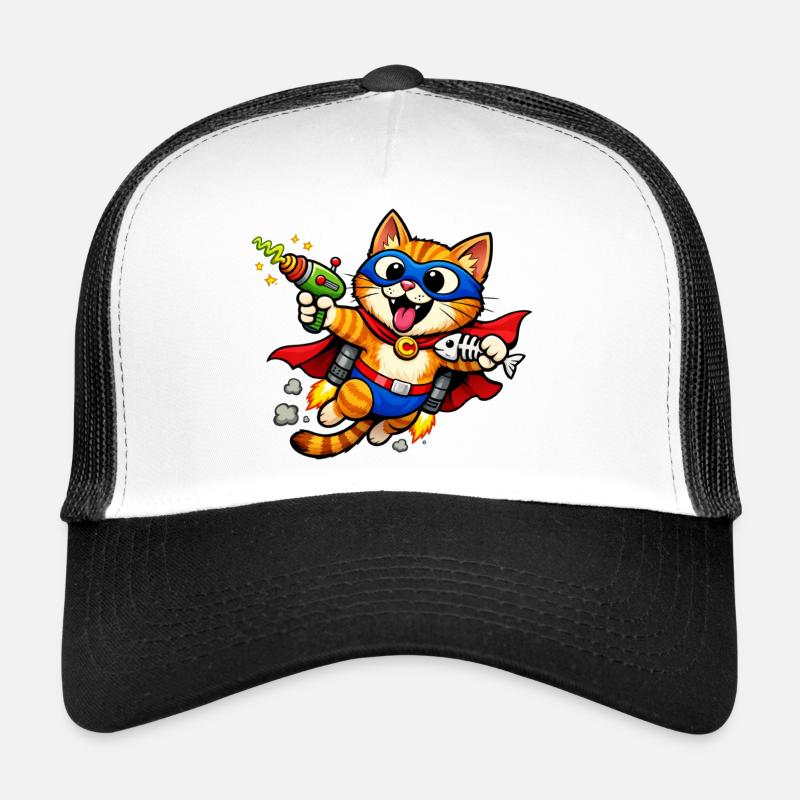 Chat super-héros en plein vol Casquette trucker 