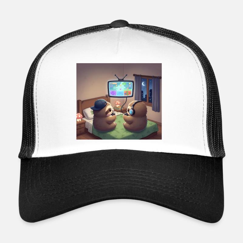 Sloth Night Gamer - Trucker Cap - white/black