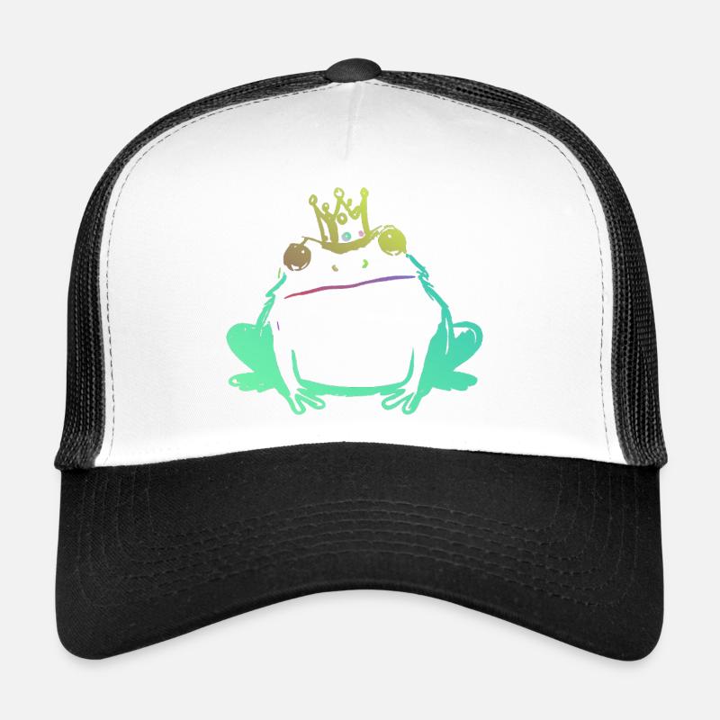 Frog King and Neon Crown - Trucker Cap - white/black