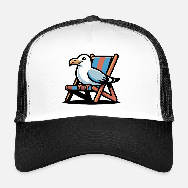 Seagull on beach lounger Trucker Cap