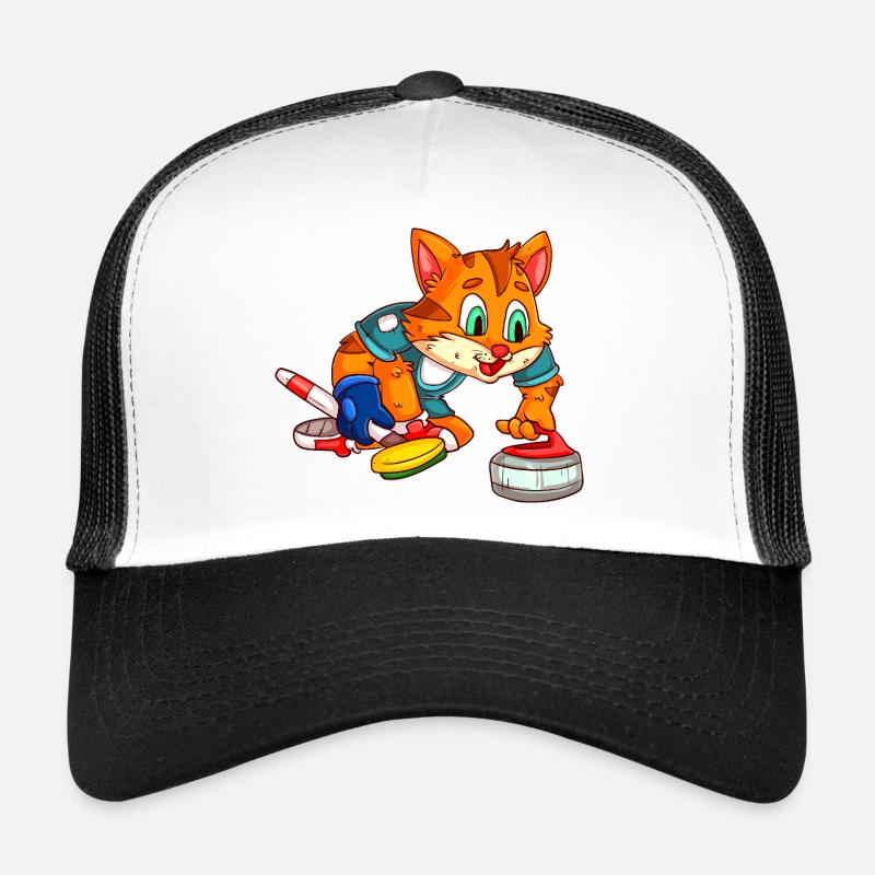 Cat Curling / Curling Player Cat Trucker Cap