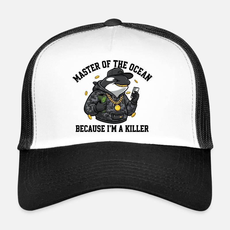 Master of the Ocean Orca Spruch - Trucker Cap - Weiß/Schwarz