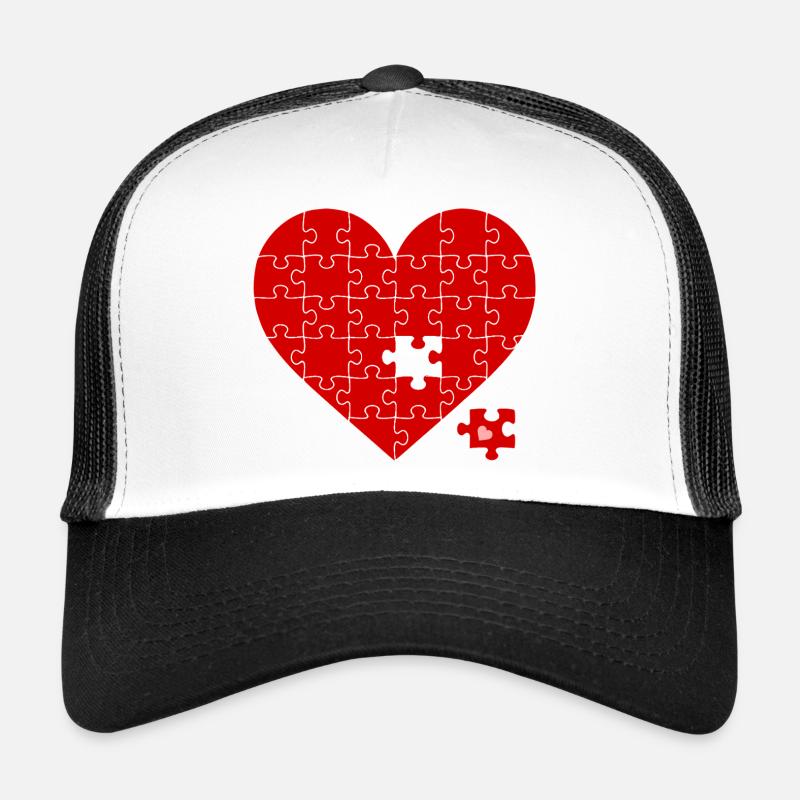 Cœur de puzzle rouge : Casquette trucker 