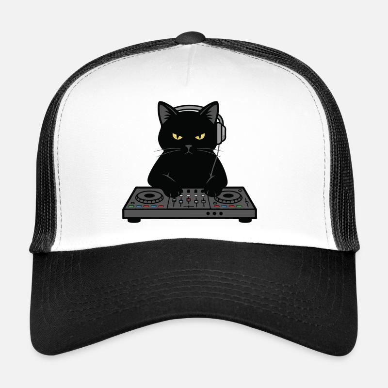 DJ Scratch Chat Musique Platine Casquette trucker 
