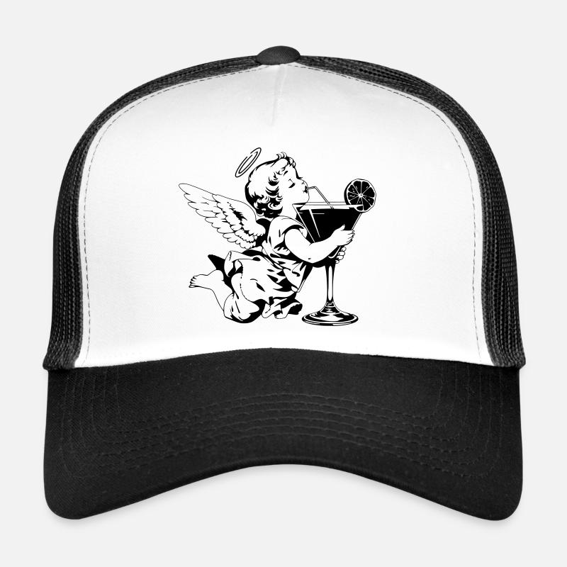 Cocktail Engel – Cherub mit Drink im Glas Trucker Cap