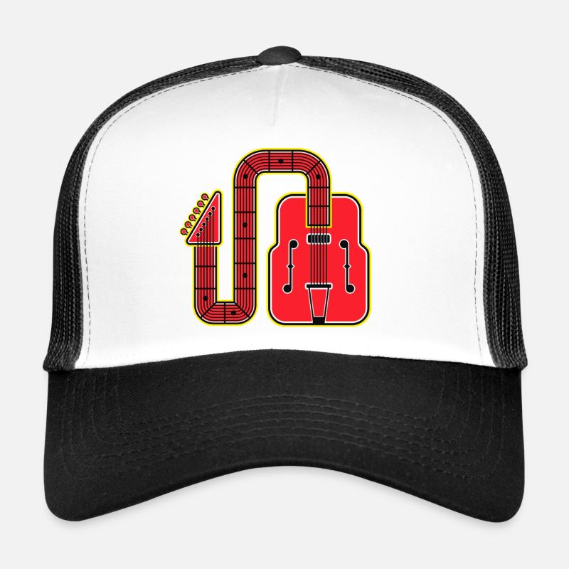 Guitare rétro à forme abstraite rouge Casquette trucker 