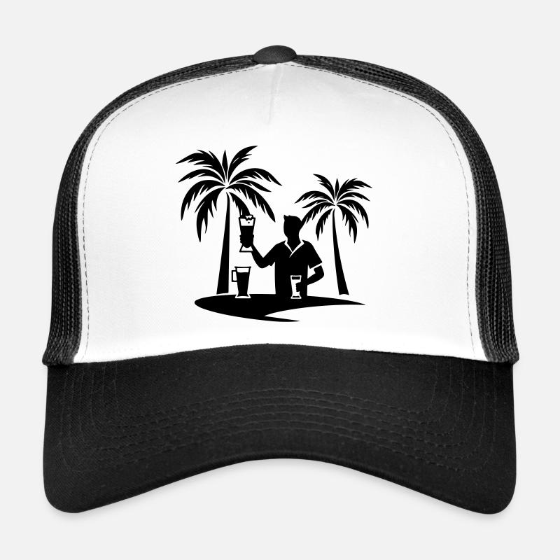 Silhouette de plage de palmiers de vacances Casquette trucker 