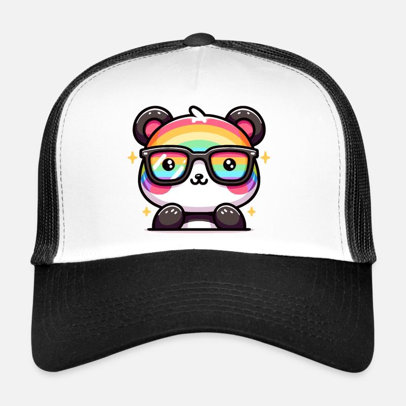 Regenbogen Panda mit Sonnenbrille Trucker Cap