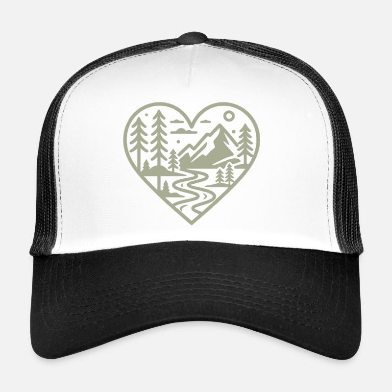 Heart Shape Landscape with Mountains & River Trucker Cap