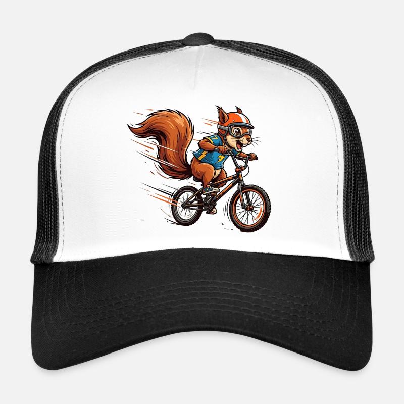 Écureuil rapide sur un vélo BMX Casquette trucker 