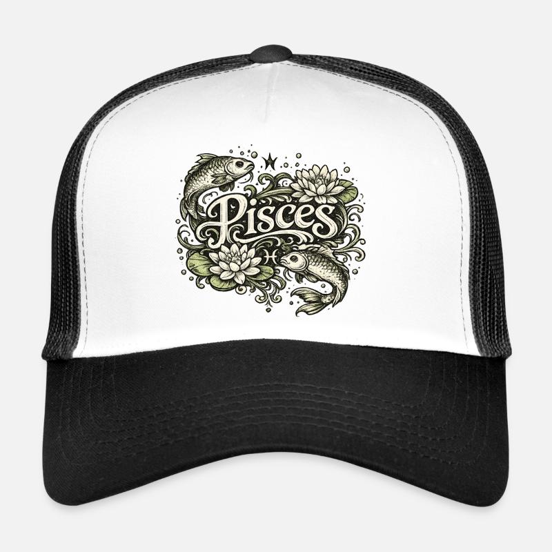 Pisces Zodiac Fish & Lilies Trucker Cap