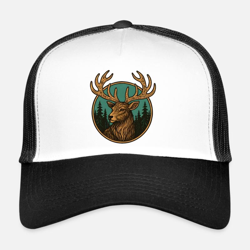 Emblème du cerf dans la forêt Casquette trucker 