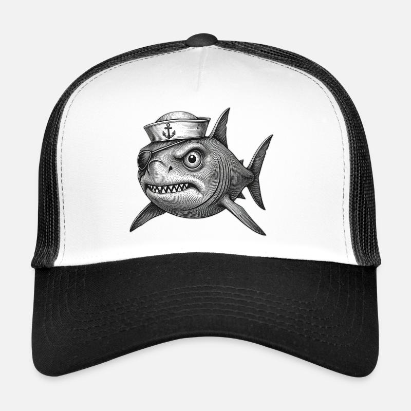 The grumpy Captain Shark Trucker Cap