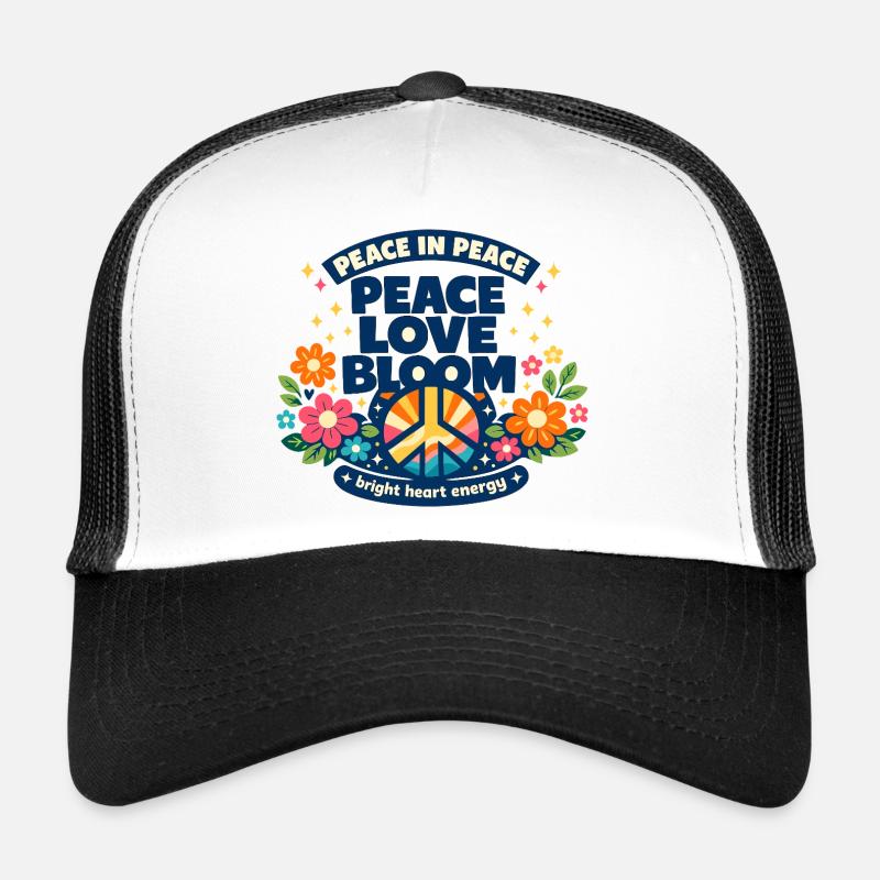 Peace Love Bloom Blumen Peace Boho Statement Trucker Cap