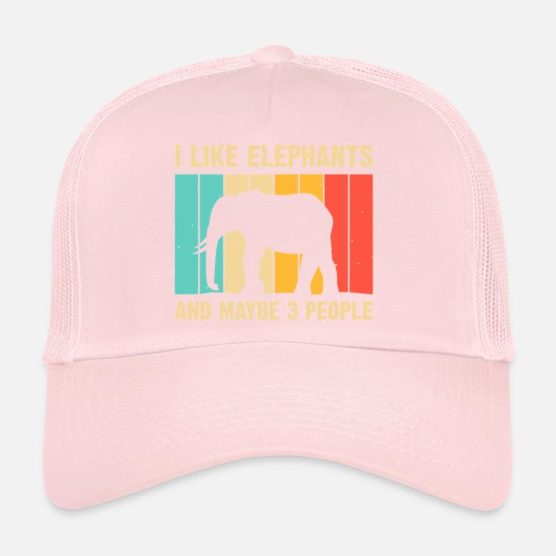 Elephant Silhouette on Rainbow Stripes Trucker Cap