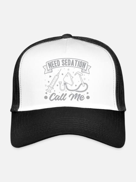 Anesthesiologist Need Sedation Anesthesia - Trucker Cap - white/black - Front