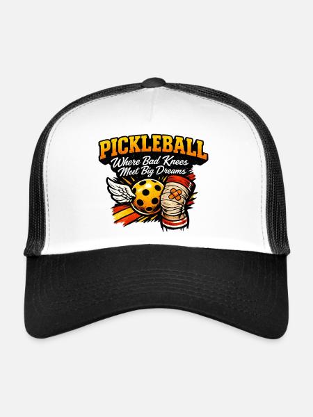 Grands rêves au pickleball, puissance des genoux - Casquette trucker  - blanc/noir - Devant