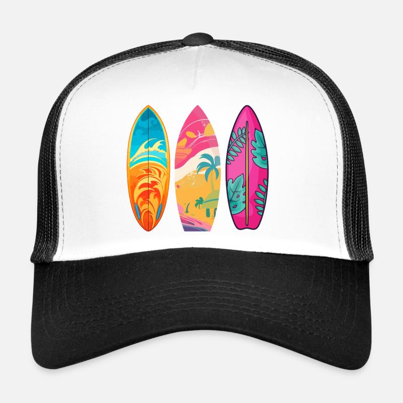 Surf Tropic Colorful Triptych - Trucker Cap - white/black