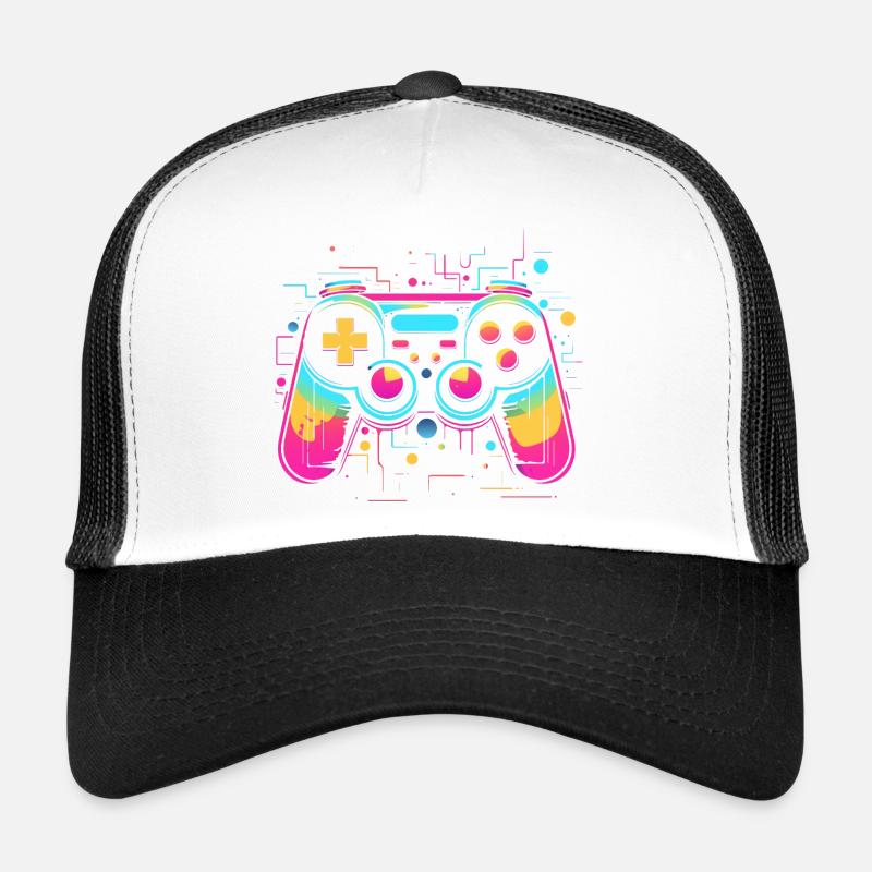 Look rétrowave de manette de jeu Casquette trucker 