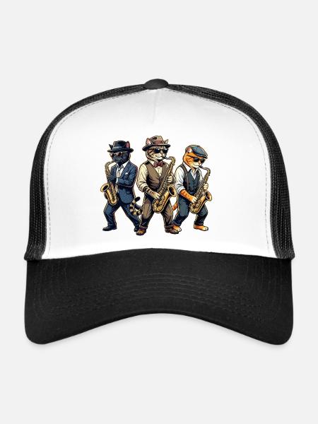 Saxophon, Saxophonist, Jazz, Saxofon - Trucker Cap - Weiß/Schwarz