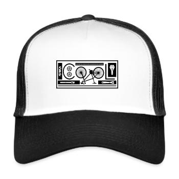 Fahrrad Rennrad Fahrradkette Fahrradladen - Trucker Cap - Weiß/Schwarz - Vorne