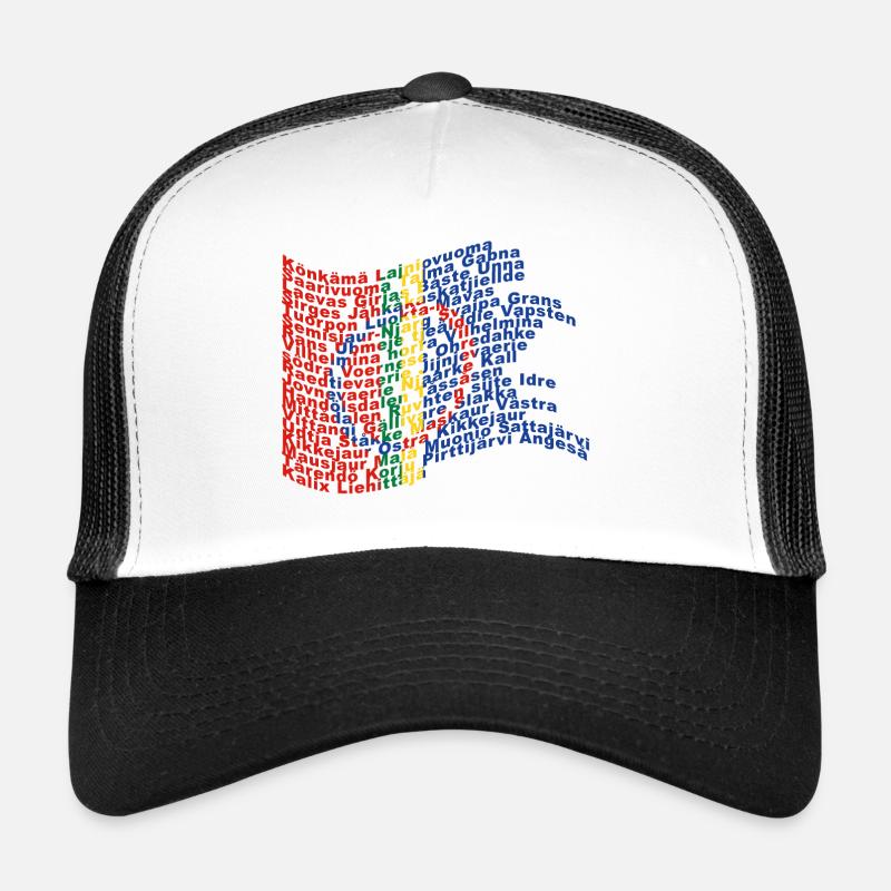 Drapeau Sapmi avec villages samis Casquette trucker 