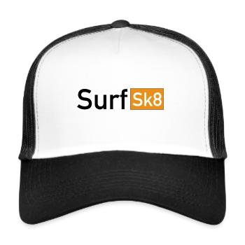Surf Sk8 Hub Design - Trucker Cap - Weiß/Schwarz - Vorne