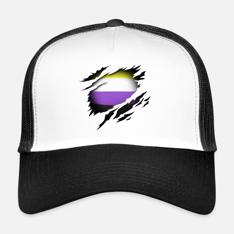 Non Binary Pride im Herzen - Trucker Cap - Weiß/Schwarz