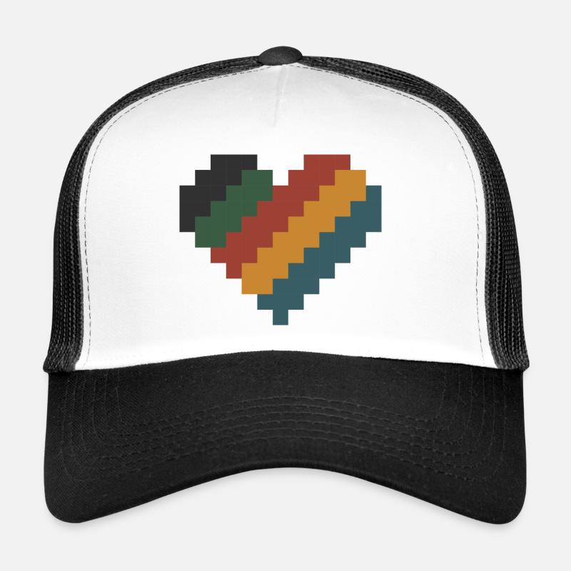 Retro Pixel Heart - Trucker Cap - white/black