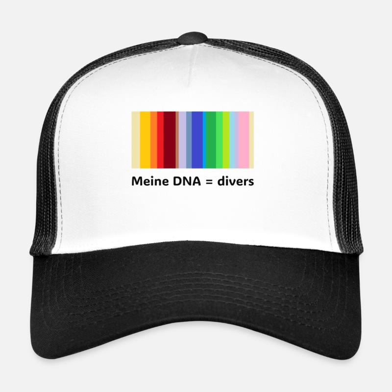 Meine DNA = divers - Trucker Cap - Weiß/Schwarz