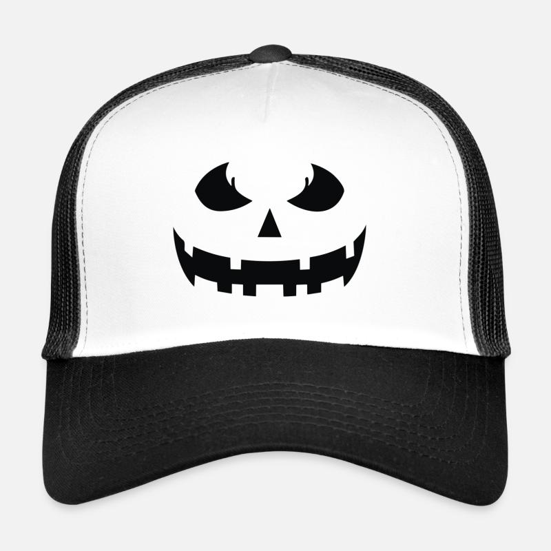 Spooky Pumpkin Silhouette Print - Trucker Cap - white/black