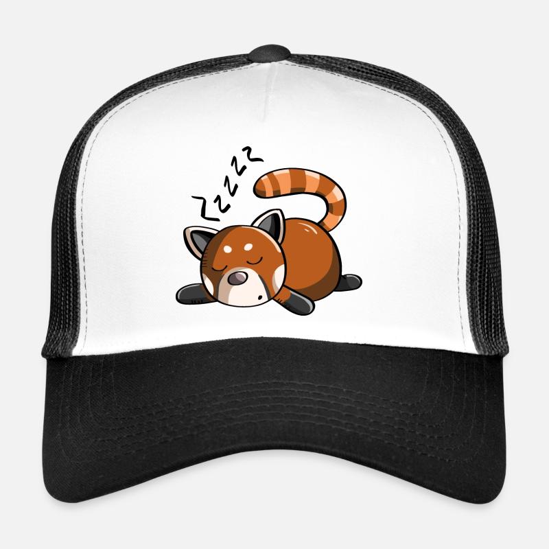 Snoring red panda panda bear is sleeping - Trucker Cap - white/black