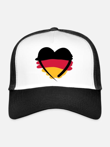 Deutschland Herz | German Heart | Art - Trucker Cap - white/black - Front