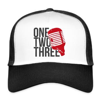 One Two Three Microphone (colored) - Trucker Cap - white/black - Front