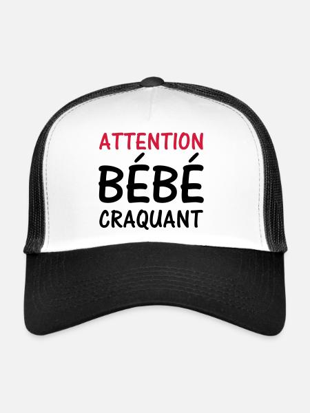 Attention BEBE craquant ! - Casquette trucker  - blanc/noir - Devant