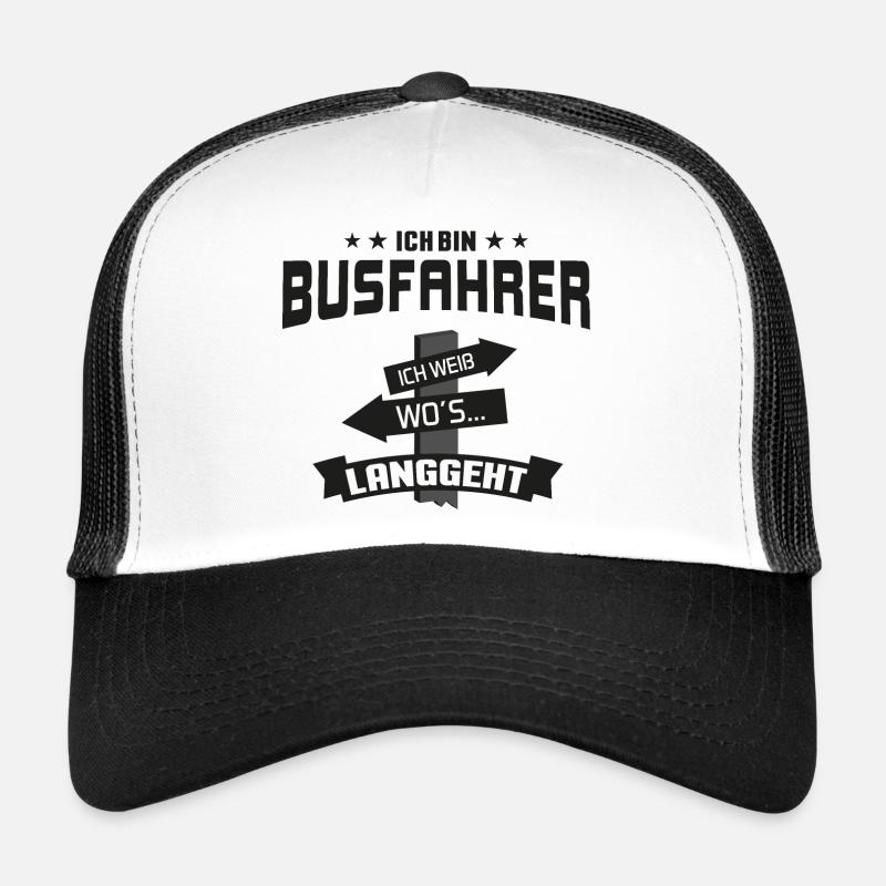 Busfahrer Schulbusfahrer Reisebusfahrer Omnibus - Trucker Cap - Weiß/Schwarz