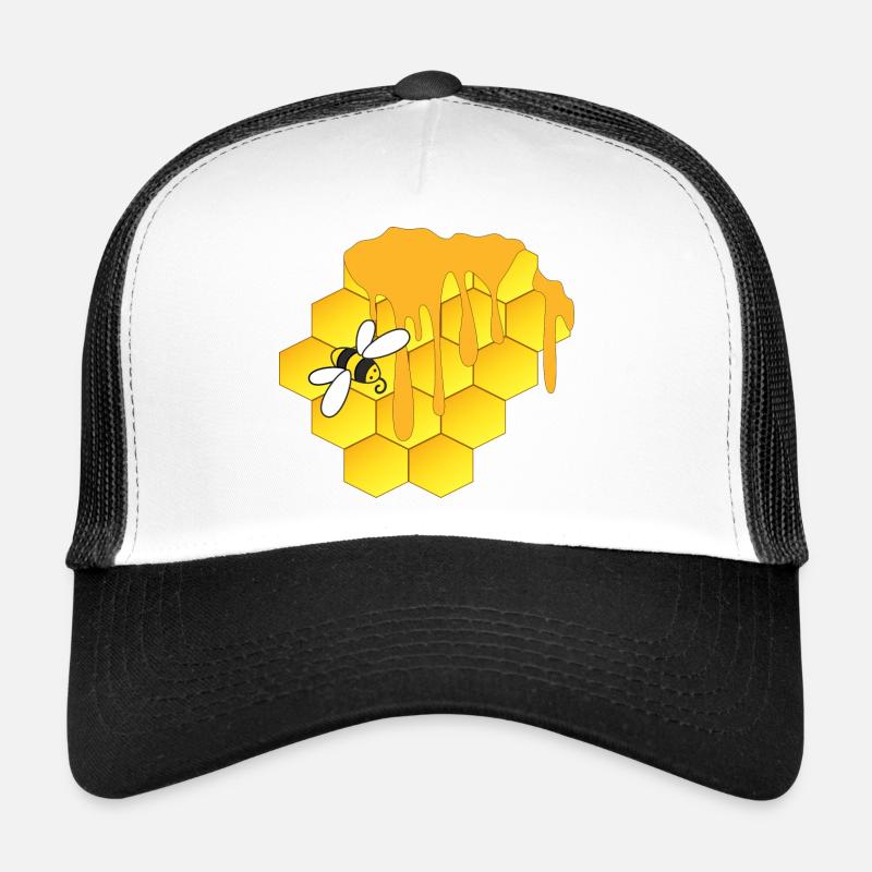 Honey bee, honeycomb - Trucker Cap - white/black