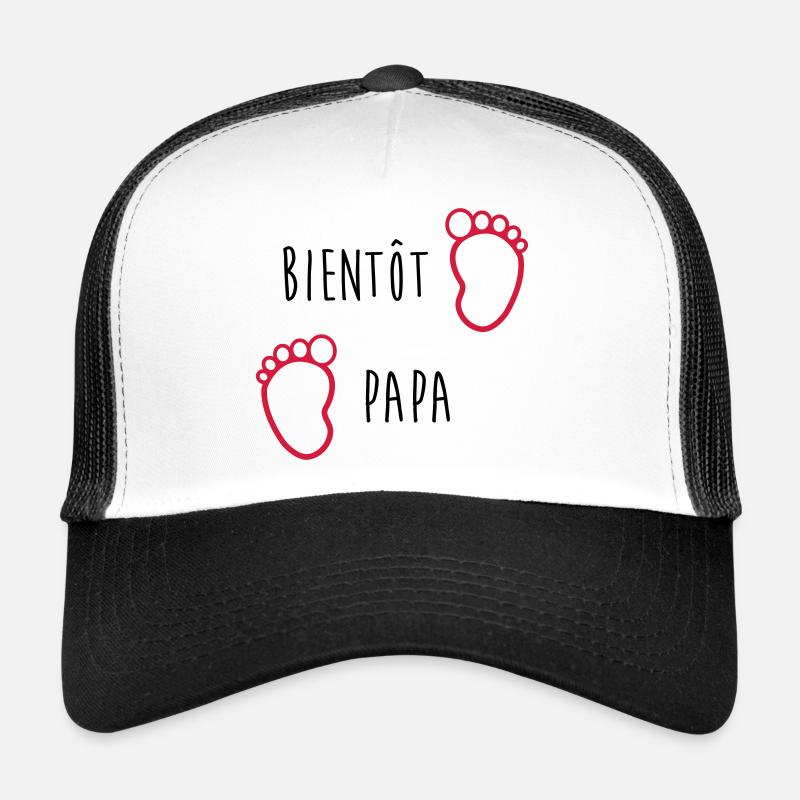 Bientôt Papa / Bébé / Naissance / Enceinte / Baby - Casquette trucker  - blanc/noir