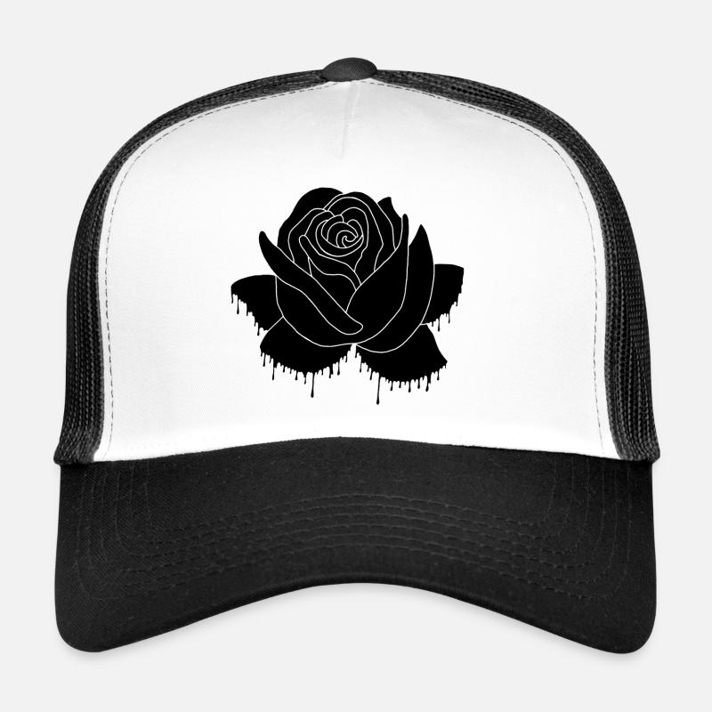 Graffiti einer schwarzen Rose - Trucker Cap - Weiß/Schwarz