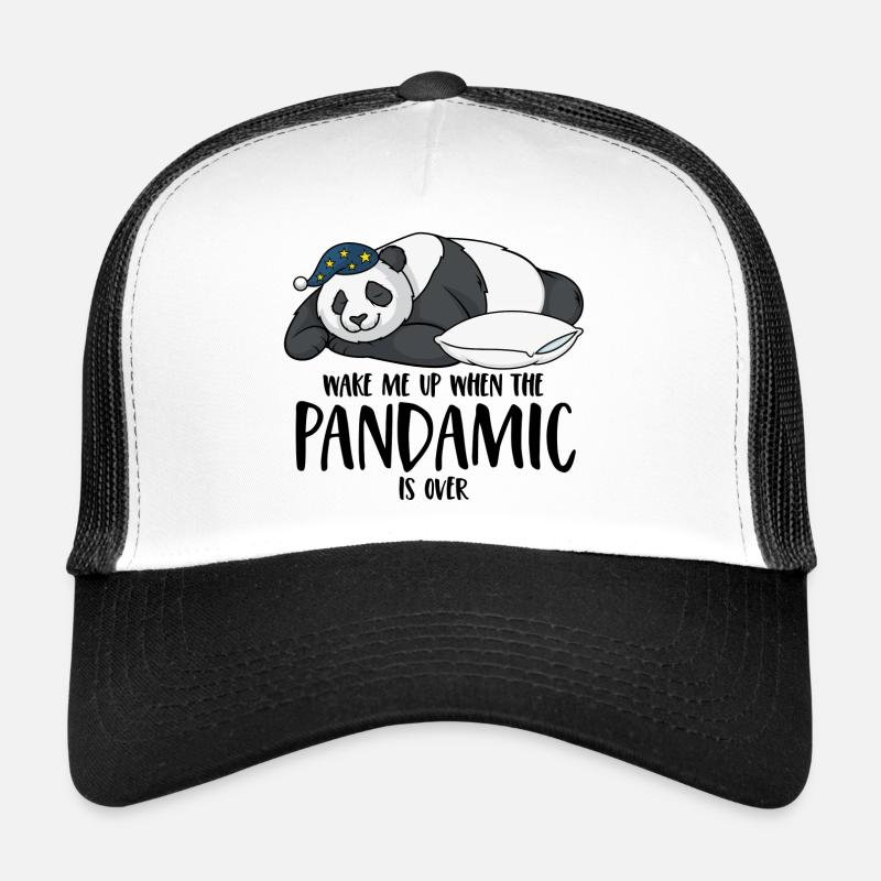 Panda Spruch Wake me up when the pandamic is over - Trucker Cap - Weiß/Schwarz